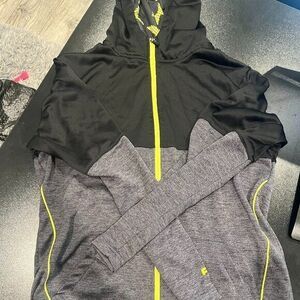 AND 1 Large Mens Black and Grey Zip up Hoodie Sweatshirt Long Sleeves